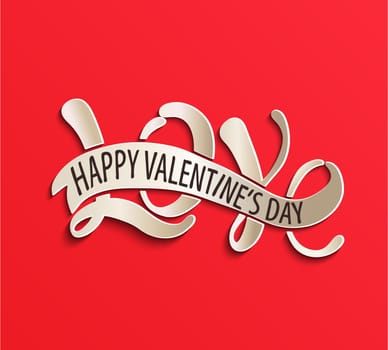 Vector illustration of Love - Happy Valentine&#39 s day, Romantic handwritten inscription for poster, valentines day card in vintage style