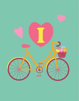 Bicycle concept vintage color poster. I Love My Bike. Vector illustration.
