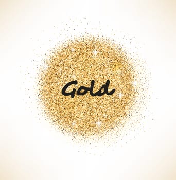 Glitter Background with space for your text. Gold glittering circle for card.