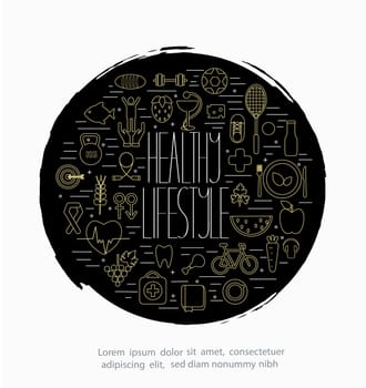 vector illustration of Line style design concept of lifestyle
