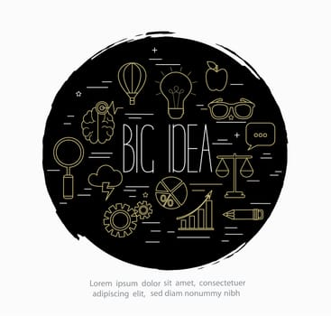 vector illustration of Line style design concept of big idea