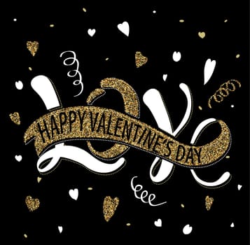 Illustration of Love - Happy Valentine&#39 s day, Romantic handwritten inscription for poster, valentines day greeting card