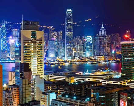 Hong kong downtown area at night