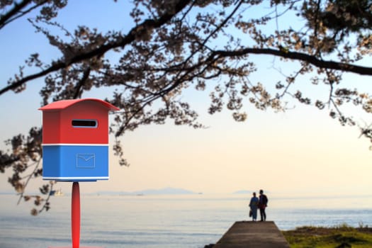 The 3d rendering mailbox with nice background image