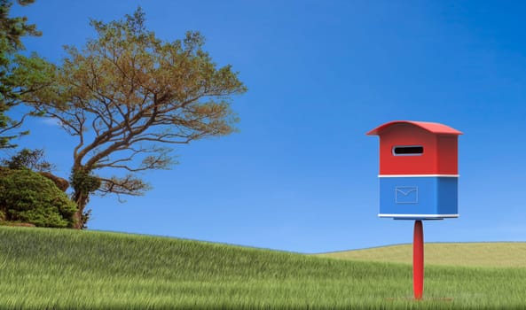 The 3d rendering mailbox with nice background image