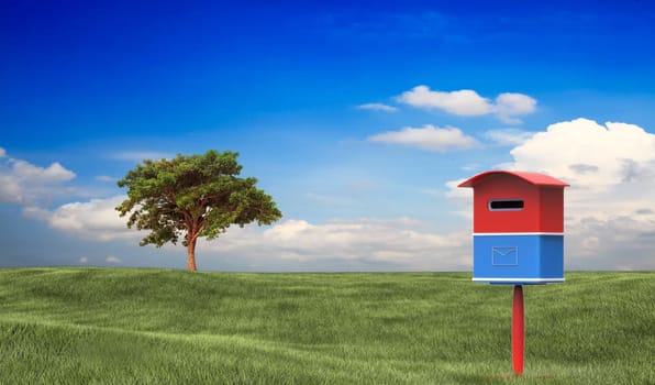 The 3d rendering mailbox with nice background image