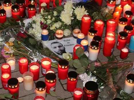 Vigil for the deceased FCM fan Hannes S. in front of the MDCC Arena on 12.10.2016