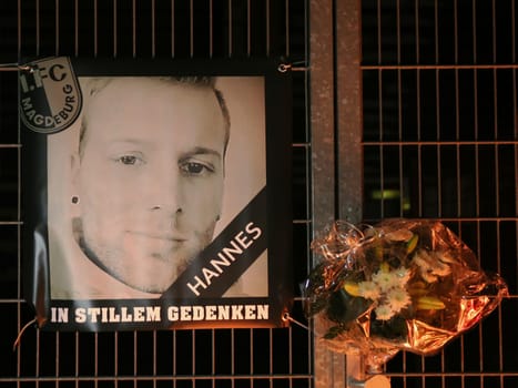 Vigil for the deceased FCM fan Hannes S. in front of the MDCC Arena on 12.10.2016