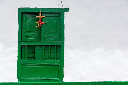 Details of colonial architecture in Barichara, Colombia