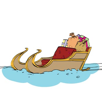 Christmas sleigh of Santa Claus, color vector illustration. New year and holidays