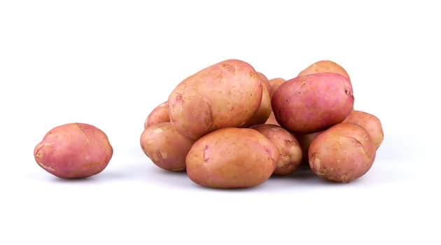 Fresh potatoes isolated on white background.
