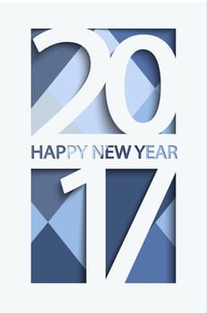 New 2017 year greeting card. Denim colours background, vector illustration.