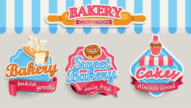 Bakery design template and frame, vector illustration.