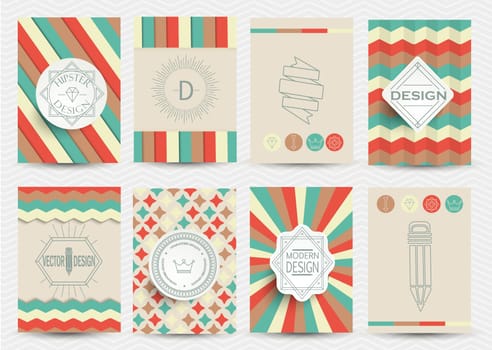 Set of Retro Insignias, Logotypes, brochures in vintage style.