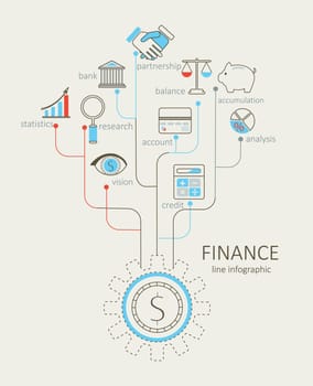Flat design modern vector illustration infographic outline Finance concept.