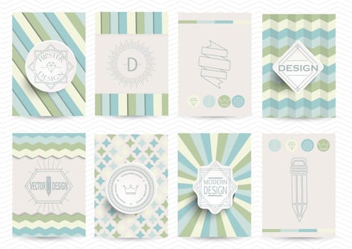 Set of Retro Insignias, Logotypes, brochures in vintage style. Vector design templates.