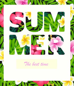 Tropical print slogan. For brochures and banners and clothes.