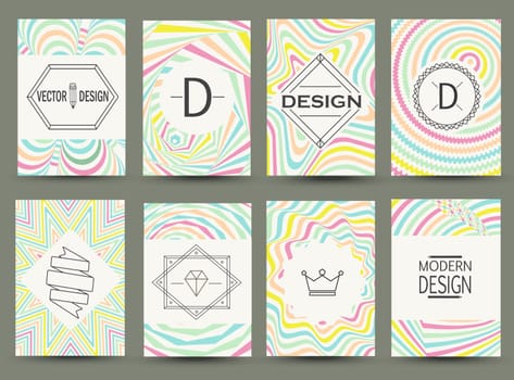 Set of modern flyer pages. Logos and Identity Elements, Labels and Badges, Frames and Backgrounds.