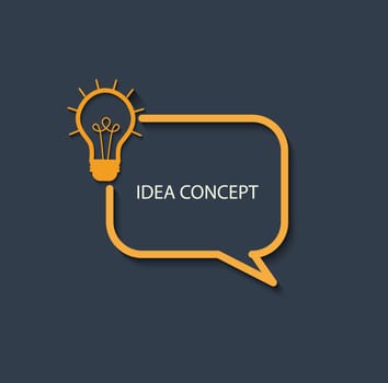 Vector startup concept in flat style - logo - idea concept. Yellow stylish linear icon with shadow on dark gray background, vector.