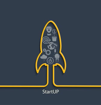 Vector startup concept in flat style - signs and banner - new business.
