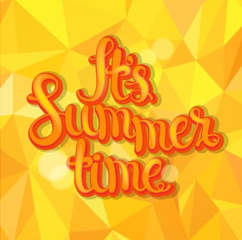 Summer triangle background with hand made calligraphic inscription. Summer typography design, vector illustration.