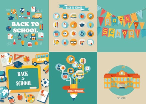 Flat design vector illustration concepts of education. Concepts for web banners and printed materials. Abstract tree with pencil icons of education and science. Vector Illustration, eps10.