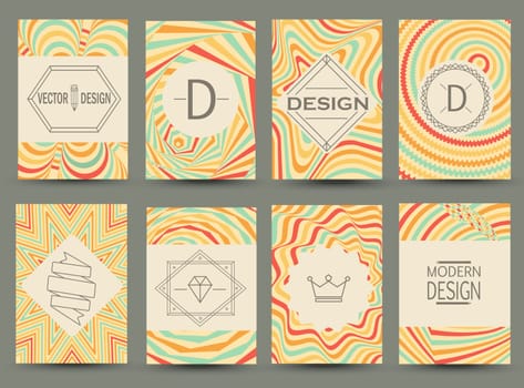 Set of vintage flyer pages. Vector decorative retro greeting card or invitation design. Sign ornament, frame and art decoration, elegant symbol classic graceful.