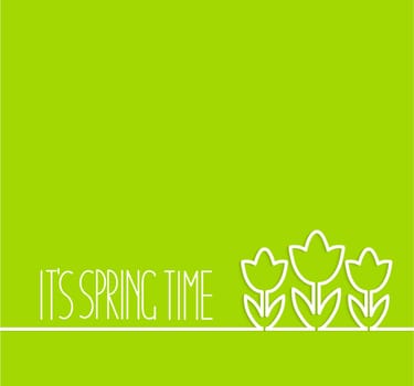 Green spring concept - line flowers with place for text, vector illustration.
