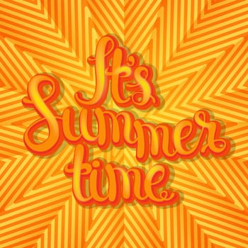Summer geometric background with hand made lettering. Summer typography design, vector illustration.