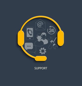 Flat design modern vector illustration concept for customer support service.