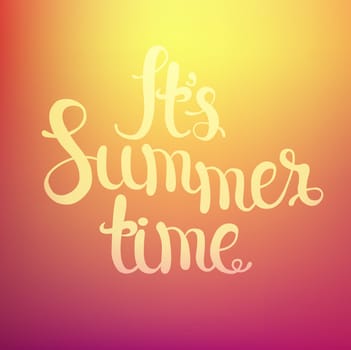 Summer background with hand made calligraphic inscription. Summer typography design, vector illustration.