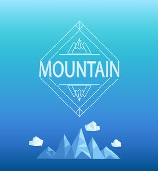 Geometric crystal mountain and clouds in polygon style.