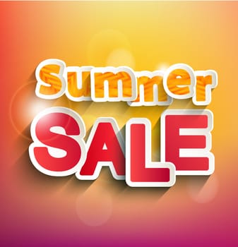 Summer Sale collection. Vector summer background with bokeh. Text design.