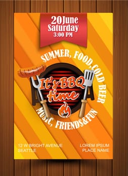 BBQ and Grill flyer and label. Vector illustration.