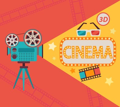 Cinema concept in retro style. Eps10 vector illustration