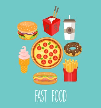 Vector of fast food. Symbols and signs.