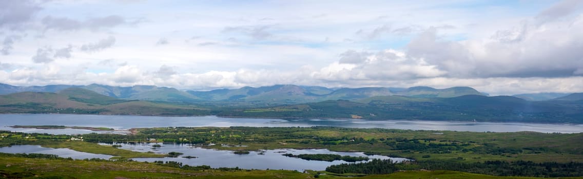panorama of the view from the kerry way route on the wild atlantic way in ireland