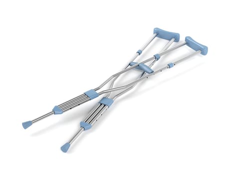 Underarm crutches on white background