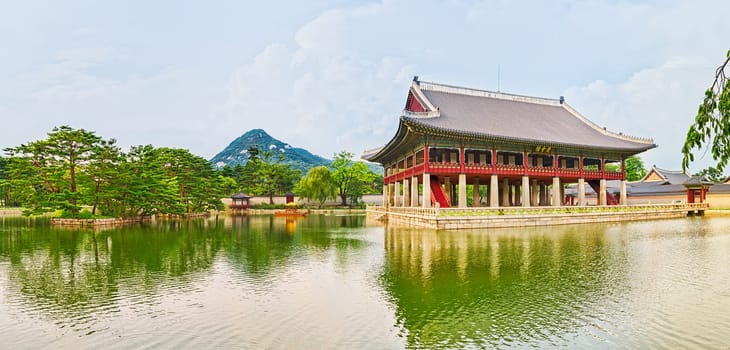 Gyeonghoeru Royal Banquet Hall. Gyeongbokgung Palace. Seoul. South Korea. Panorama