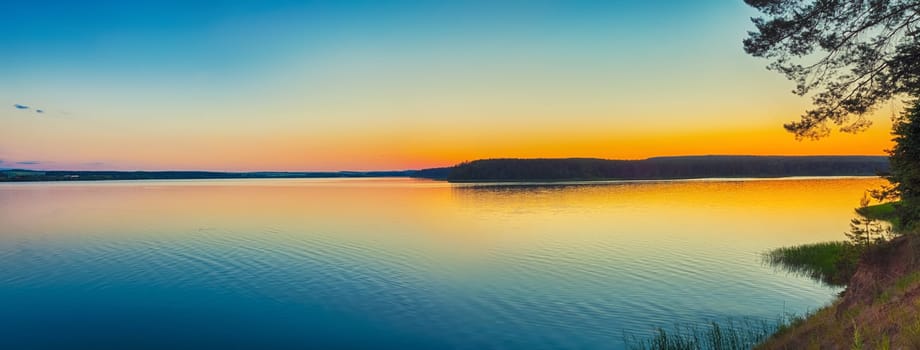 Amazing sunset over the sea. Panorama