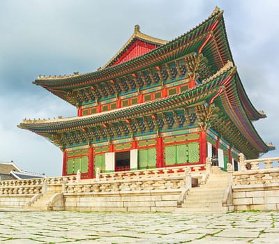 Geunjeongjeon, the main throne hall. Gyeongbokgung Palace. Seoul. South Korea.