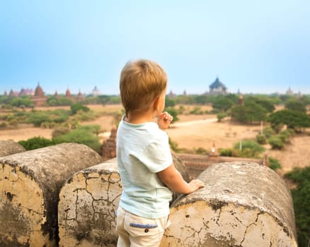 View from the Shwesandaw in Bagan. Myanmar.