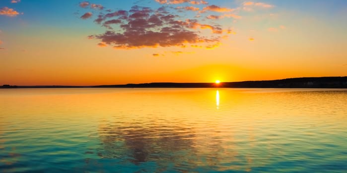 Amazing sunset over the sea. Panorama