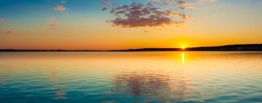Amazing sunset over the sea. Panorama