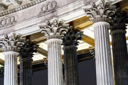 Fragment of old Peterburg columns at the night
