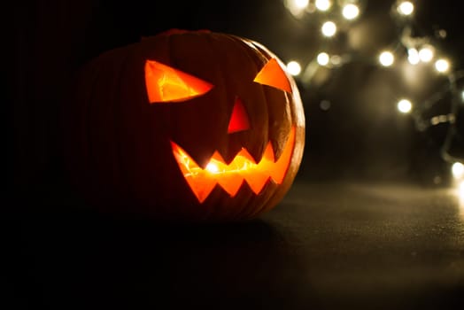 scary halloween pumpkins on a light background.