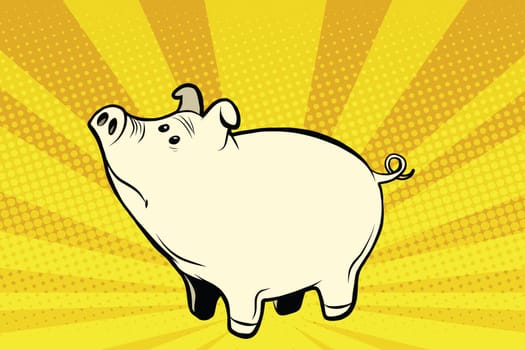 Funny cute pig, pop art retro vector illustration. Farm animals