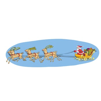 Reindeer sled carries Santa Claus on a sleigh, hand drawn vector illustration. Christmas and New year