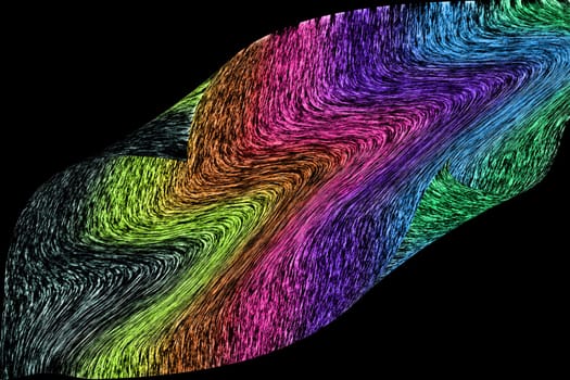 Colorful wavy pattern on black background..