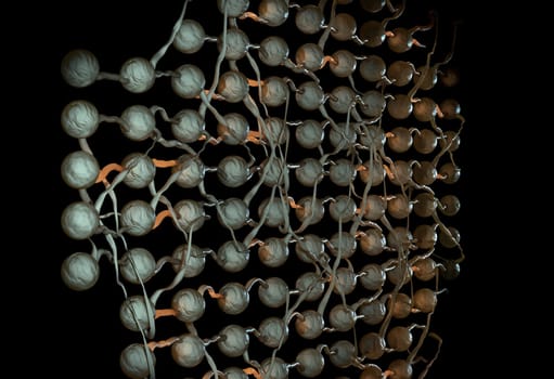 Neural net. Neuron network and active links. 3d render